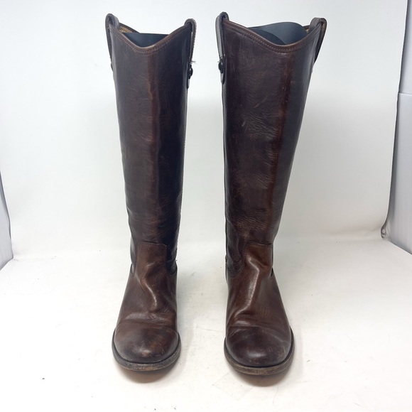 FRYE WOMEN'S MELISSA BUTTON RIDING BOOTS - ROUND TOE brown size 6.5 - Picture 6 of 12